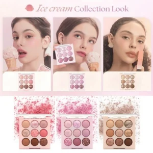 Glitter Ice Cream Eyeshadow Palette Rose Aegyosal Blush Oat Milk Tea Purple Eye Shadows Cool Tone Korean Makeup Women Cosmetics