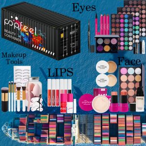POPFEEL Colorful Charm Makeup Set - Premium Cosmetics in Container, Ideal Mother'S Day Gift, Includes Eyeshadow Palette, Lipstick, Lip Gloss, Concealer, and More, Makeup Gift Set|Vibrant Makeup|Chic Presentatio