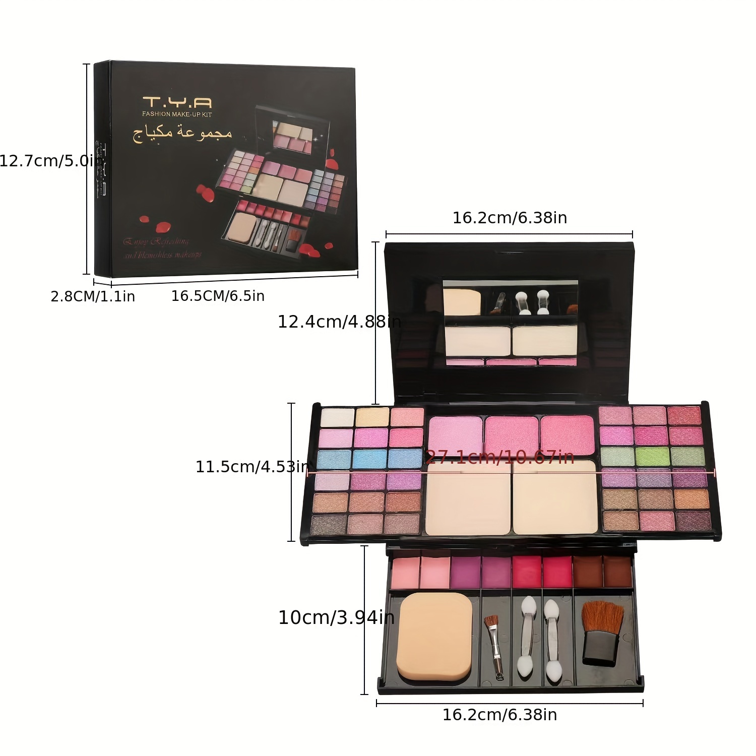 Full Face Multi-Functional Makeup Palette with 49 Colors, Glitter Eyeshadow, Nude Waterproof Lipstick & Blush Powder Set – Complete Look in One Palette - Image 7