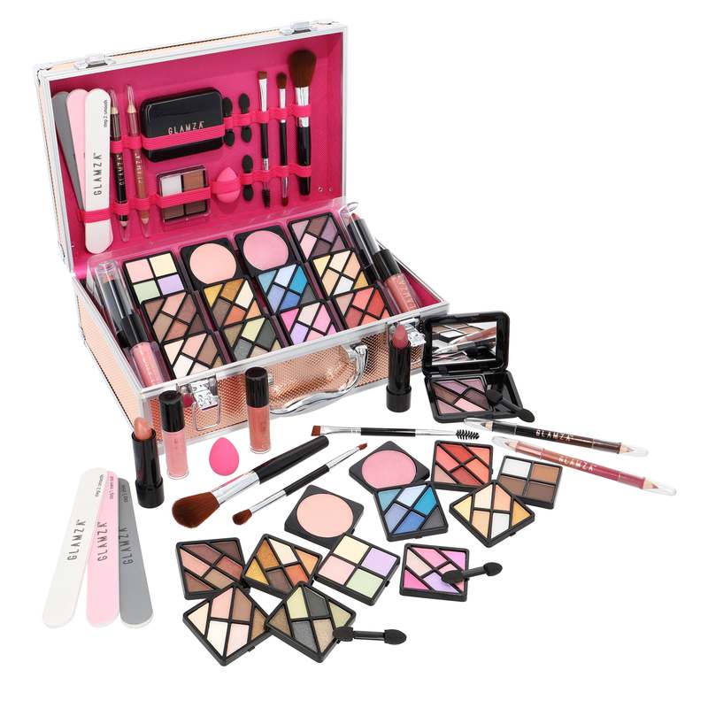 UK LOCAL SELLER - 84pcs All-in-one Makeup Kit with Pink Lined Aluminium Vanity Case – Eyeshadow Palette, Lip Gloss, Brushes & Full Face Cosmetics with Tools, Makeup Box, Ideal Gift for Women & Teen Girls | Sent and Fulfilled from UK Warehouse and Delivered on a Tracked 48 UK Postal Service - Image 7