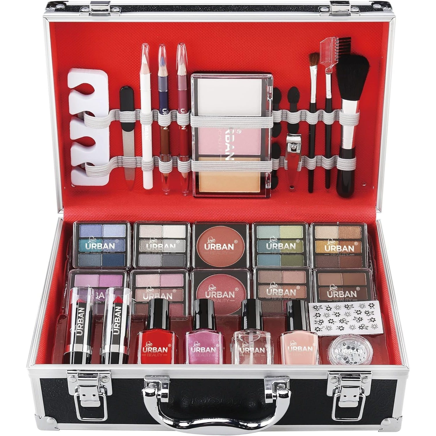 UK LOCAL SELLER - 76pcs Makeup Cosmetic Kit with Aluminium Vanity Case - Eyeshadows, Lipsticks, Nail Essentials & Brushes - Perfect Starter Kit for Teens, Gifts, or On-the-Go Glam Travel Friendly | Sent and Fulfilled from UK Warehouse and Delivered on a Tracked 48 UK Postal Service - Image 6