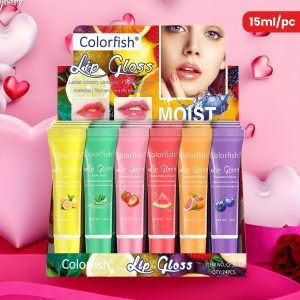 24pcs Lip Gloss Set, 15ml/PC, 6 Kinds Of Fruit Flavor, Contains Hyaluronic Acid And Squalane, 24h Depth Moisturizing, Hydrating And Nourishing Lipstick Lip Glaze Lip Oil With Plant Squalane