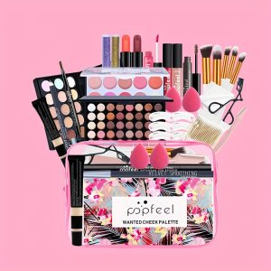POPFEEL Beginner Makeup Kit, Complete Cosmetic Set with Brushes and Bag, Mixed Color System, Paste Form, Professional Beauty Tools for Makeup Application