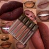 Coffee Color Matte Velvet Lipstick Set 5pcs, Deep Coffee Color Lip Glaze Set, Brown Series Non-Stick Cup Lip Color, Long Lasting Makeup