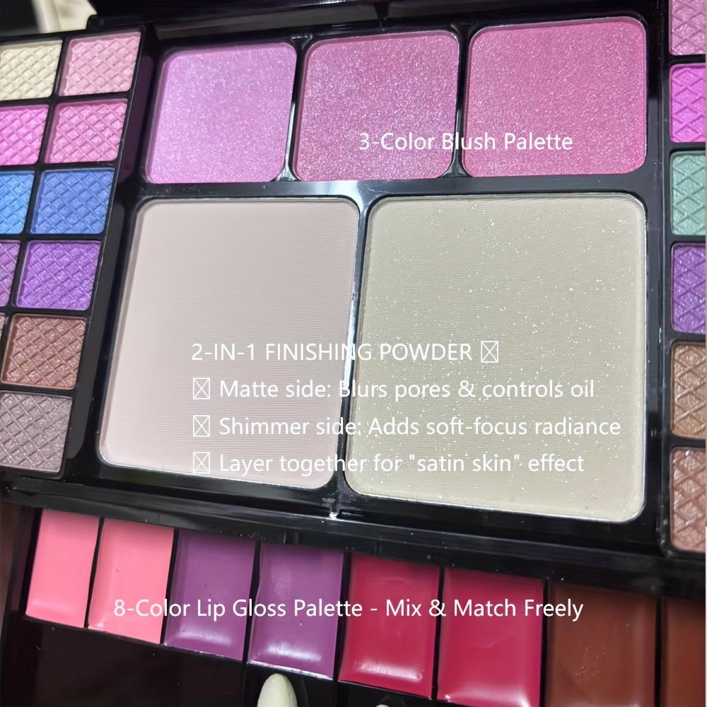 Full Face Multi-Functional Makeup Palette with 49 Colors, Glitter Eyeshadow, Nude Waterproof Lipstick & Blush Powder Set – Complete Look in One Palette - Image 12