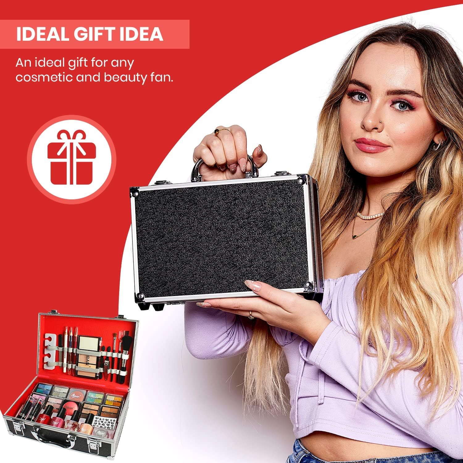 UK LOCAL SELLER - 76pcs Makeup Cosmetic Kit with Aluminium Vanity Case - Eyeshadows, Lipsticks, Nail Essentials & Brushes - Perfect Starter Kit for Teens, Gifts, or On-the-Go Glam Travel Friendly | Sent and Fulfilled from UK Warehouse and Delivered on a Tracked 48 UK Postal Service - Image 4