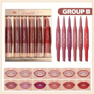 [Matte Lip Liner] 6pcs/SET Matte Lip Liner Case | Double Head, Matte Lipstick Pen, Easy Coloring, Non-Stick Cup, Moisturizing, No Color Loss, Dual-Use Lip Liner and Lipstick