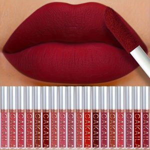 18pcs Waterproof Liquid Lipstick Set - Nude, Dark Brown and Matte Red Series | 24-Hour Long-lasting Lip Gloss | Essential for Music Festivals | Suitable for All Light Beige Types