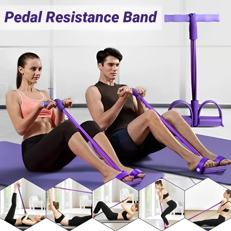 Four-Tube Pedal Tensioner Multi-Functional Household Fitness Equipment Yoga Abdominal Strengthening Elastic Band Tension Rope - Image 2