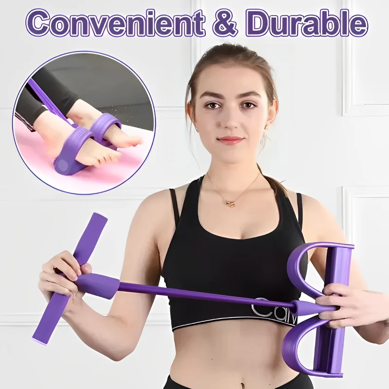 Four-Tube Pedal Tensioner Multi-Functional Household Fitness Equipment Yoga Abdominal Strengthening Elastic Band Tension Rope - Image 3