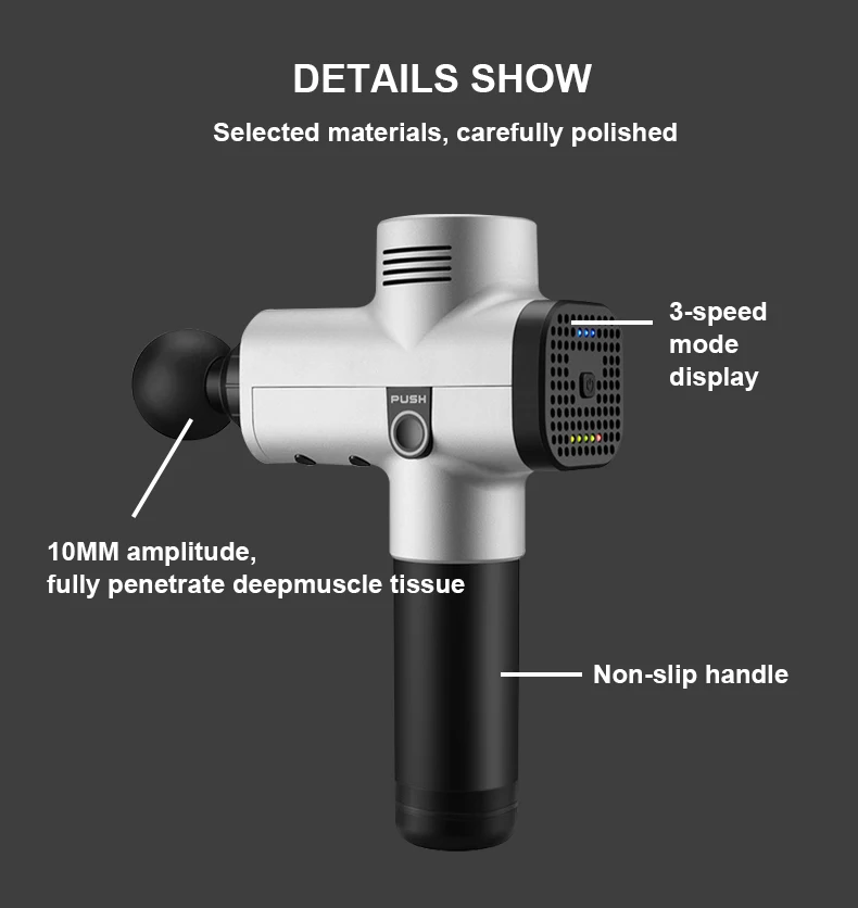 Phoenix A2 Massage Gun Muscle Relaxation Deep Tissue Massager Dynamic Vibrator Back Portable Handheld Display Fascia Gun Massage - Image 3
