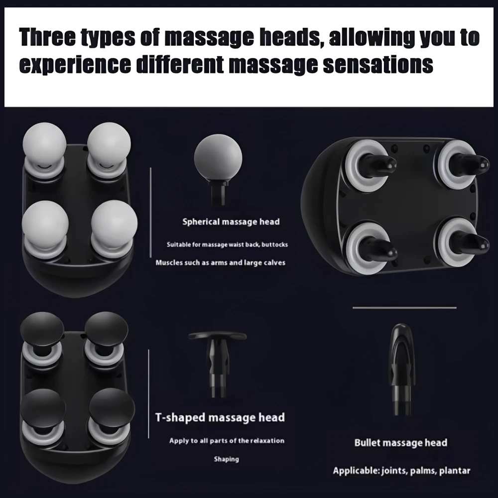 Portable Fascia Gun Muscle Massager Gun Four-head High Frequency Neck Shoulder Waist Massage Machine Professional Fascia Massage - Image 2