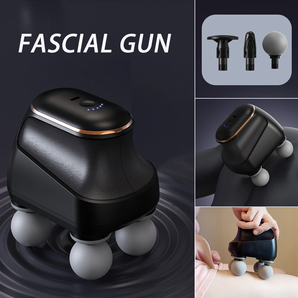 Portable Fascia Gun Muscle Massager Gun Four-head High Frequency Neck Shoulder Waist Massage Machine Professional Fascia Massage