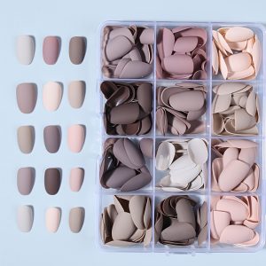288pcs Full Coverage Short Oval Nails Same Style Different Colors Frosted Combination Set False Nail Stickers, Whitening, Removable, Press-on Nails, Y2K Nails, Enhance Temperament, Suitable for Women and Daily Wea