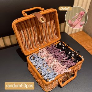 50pcs Women'S Fashionable and Elegant Hair Ties, Featuring Imitation Pearl Embellishments in Various Styles, Suitable for Daily Use or as Gifts.