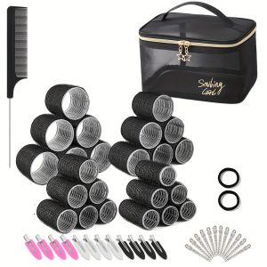 52pcs Hair Curler Set, Self-Grip No Heat Curling Wand for Long Hair, Suitable for Medium and Short Hair, Hair Ring, Hair Clips, Rat Tail Comb, Air Bangs, Lazy Curling, Salon, DIY Hairstylin