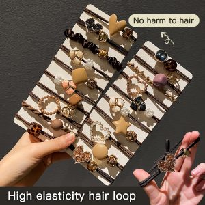 20PCS Elegant Pearl and Crystal Hair Ties - Retro and Elegant Design, Suitable for Ages 14 and Above