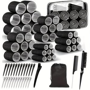 69pcs Hair Curlers Set with 5 Sizes - Perfect for Long, Medium, Short, Thick & Thin Hair - Includes Ponytail Holder, Teasing Brush, Comb, and Storage Bag - Ideal for Styling Buns, Waves, and More, Hair Styling Essentials|Versatile Hair Tools|Durable Hair Accessories