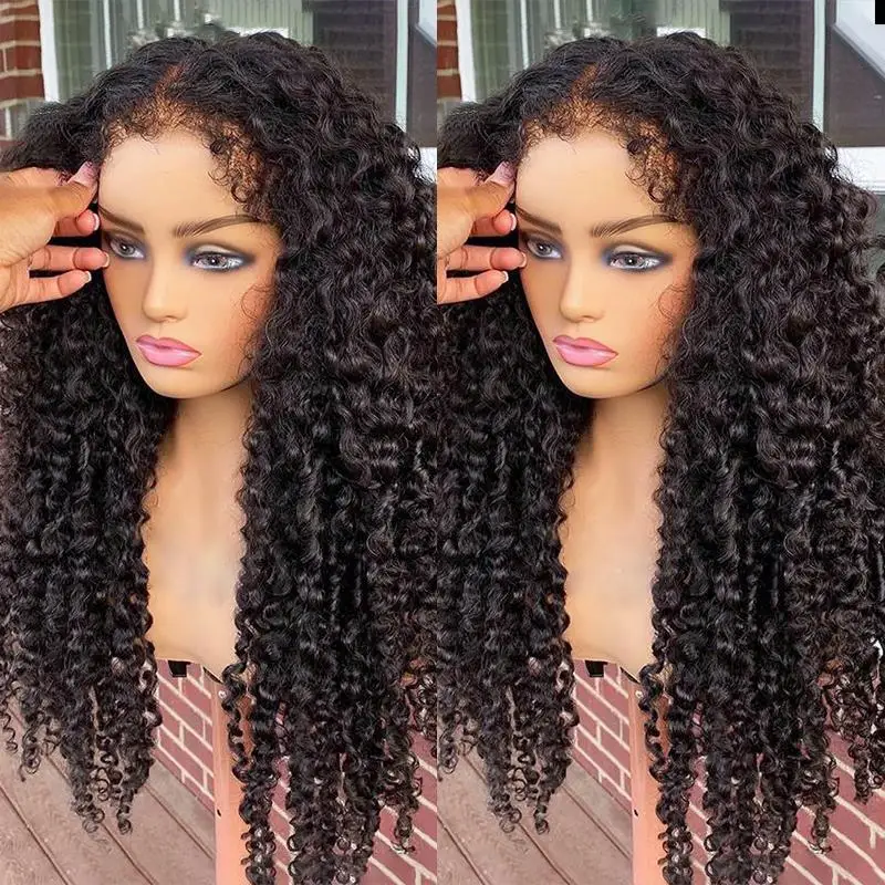 250 Density 13x6 Hd Afro Kinky Curly Wig 100% Human Hair 13x4 4c Edges Frontal Deep Wave Curly Lace Front Wigs For Women on sale - Image 2