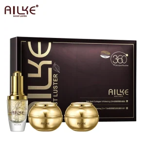 AILKE 24K Collagen Facial Whitening Set, Reduce Black Spots, Freckles, Brightening, Moisturizing Beauty Set For All Skin Types