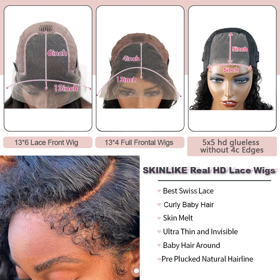 250 Density 13x6 Hd Afro Kinky Curly Wig 100% Human Hair 13x4 4c Edges Frontal Deep Wave Curly Lace Front Wigs For Women on sale - Image 6