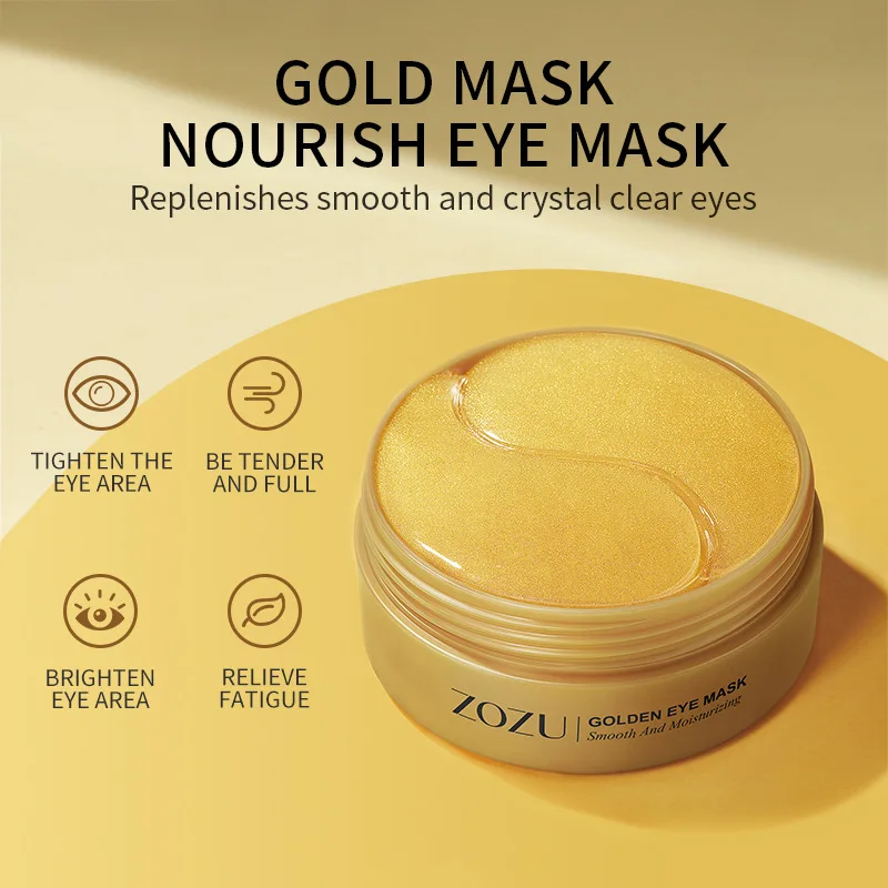 60pcs Golden Collagen Avocado Moisturizing Eye Mask Hydrating Removing Dark Circles Smoothing Eye Skin Care