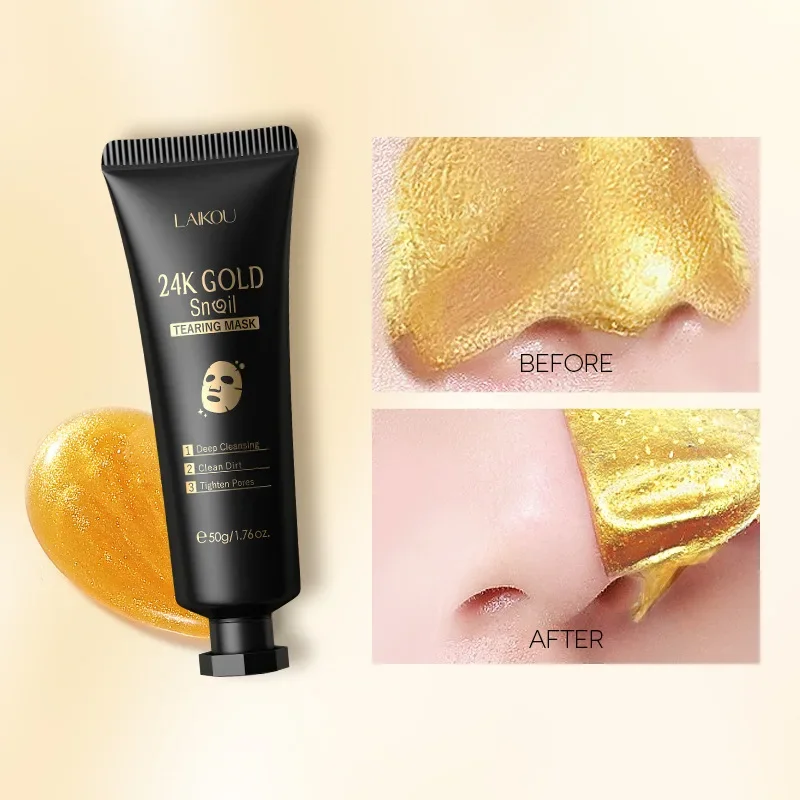 LAIKOU 24K Gold Sakura Peeling Face Mask Anti Wrinkle Whitening Blackhead Removal Facial Tear Off Mask Skin Care Products - Image 3