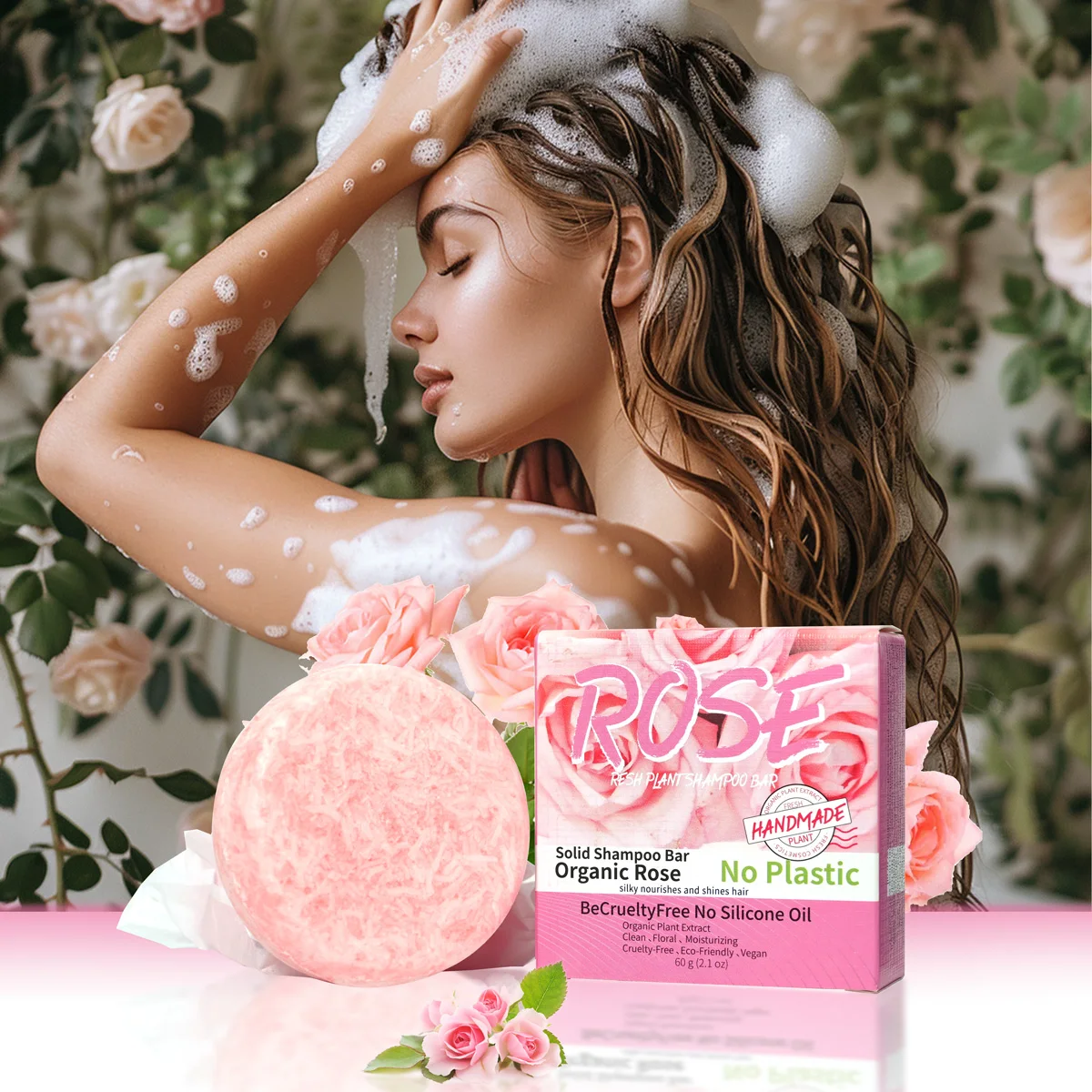 Pink rose shampoo soap, essential oil, handmade soap, nourishing, oil controlling, stain removing, floral fragrance overflowing - Image 6