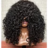 Soft 26inch 180Density Long Natural Black Kinky Curly Machine Wig With Bangs For Women With Baby Hair Preplucked Glueless Daily