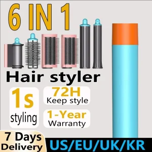 Professional 6 in 1 Curling Iron Hair Straightener Styling Tool Hair Dryer Hot Comb Negative Ions Blow Dryer Hair Care